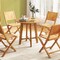 31.5" Round Teak Wooden Patio End Dining Table with Slatted Tabletop and X-shaped Frame